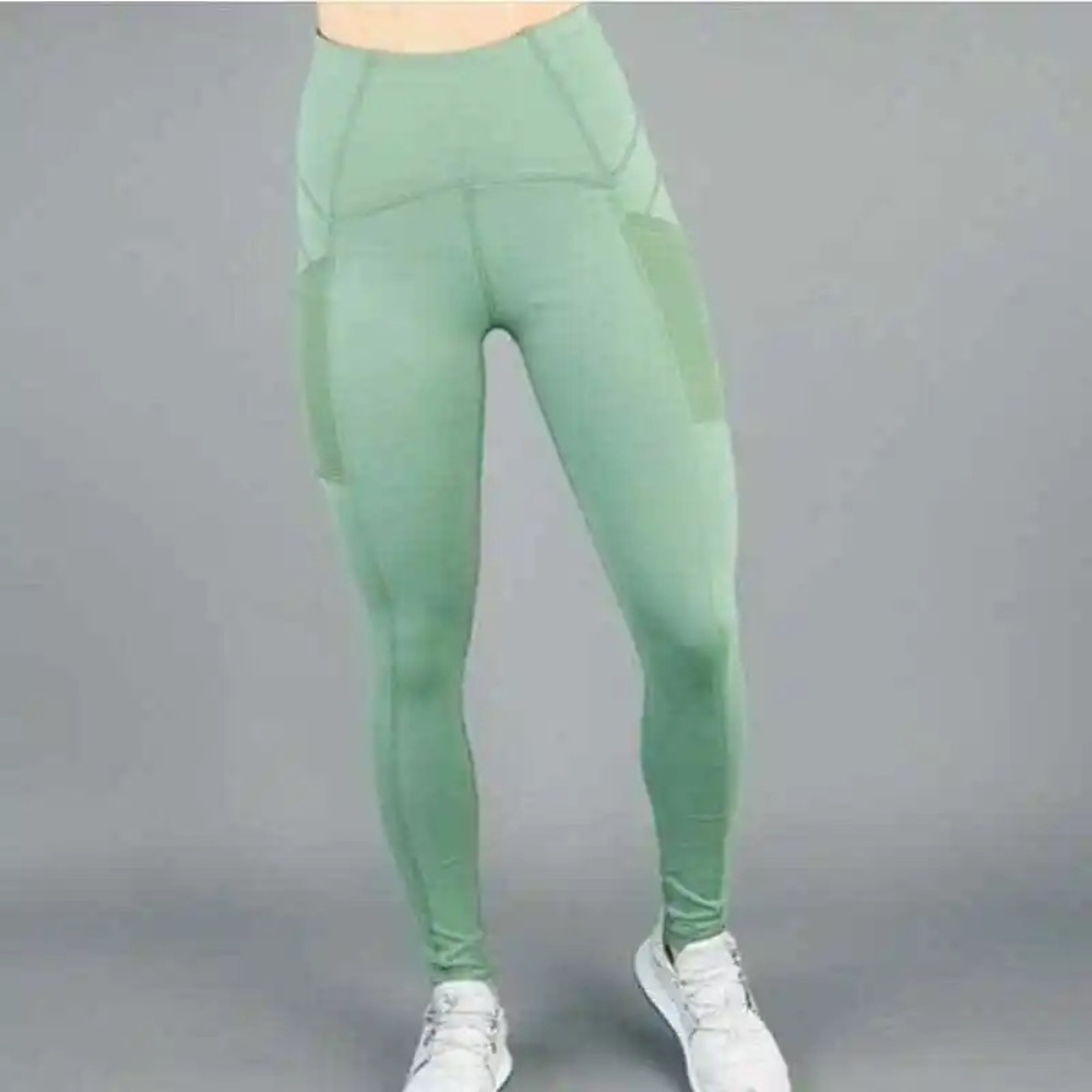 BuffBunny sz S Athena Green Pastel High Rise Leggings Tights Mesh Pockets